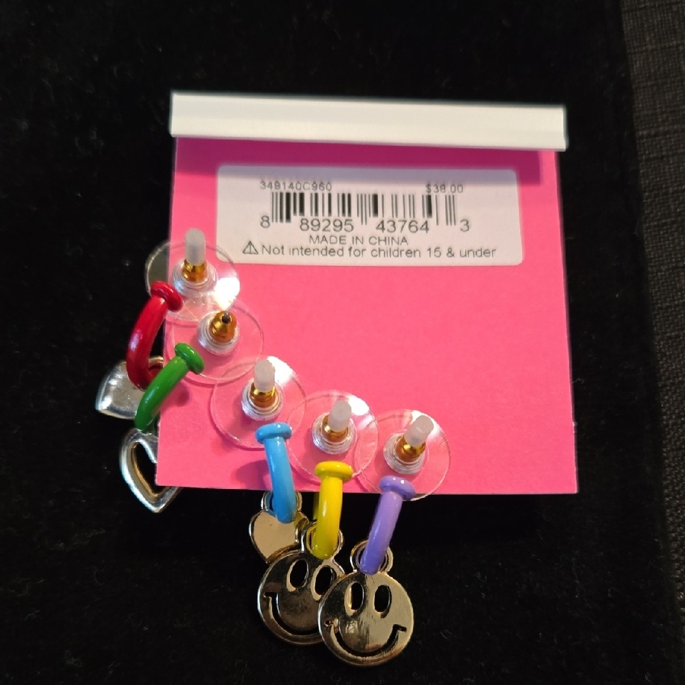 Betsey Johnson Colorful Smiley Earrings Set - Picture 4 of 6